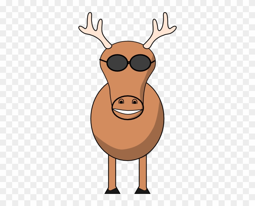 Reindeer With Glasses Clipart - Reindeer With Sunglasses Clipart #1001399
