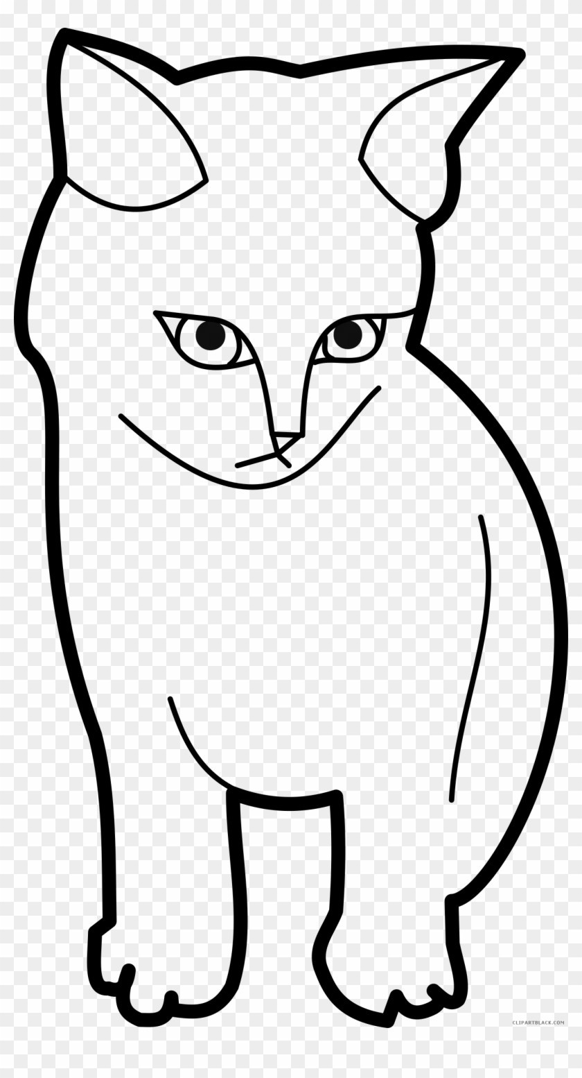 Cat Outline Animal Free Black White Clipart Images - Outline Image Of Cat #1001817