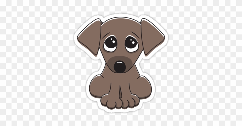 Cute Cartoon Dog With Big, Begging Eyes' Sticker By - Cartoon Puppy Dog Eyes #1001995