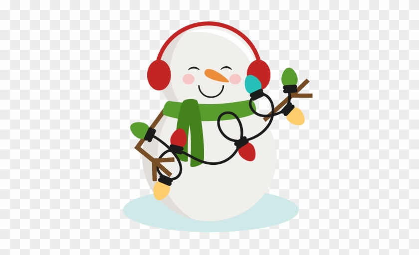 snowman clipart with christmas lights