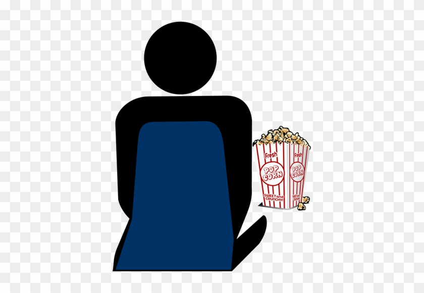 Person With Popcorn At The Cinema Vector Symbol - Movie Popcorn Throw Blanket #1002385