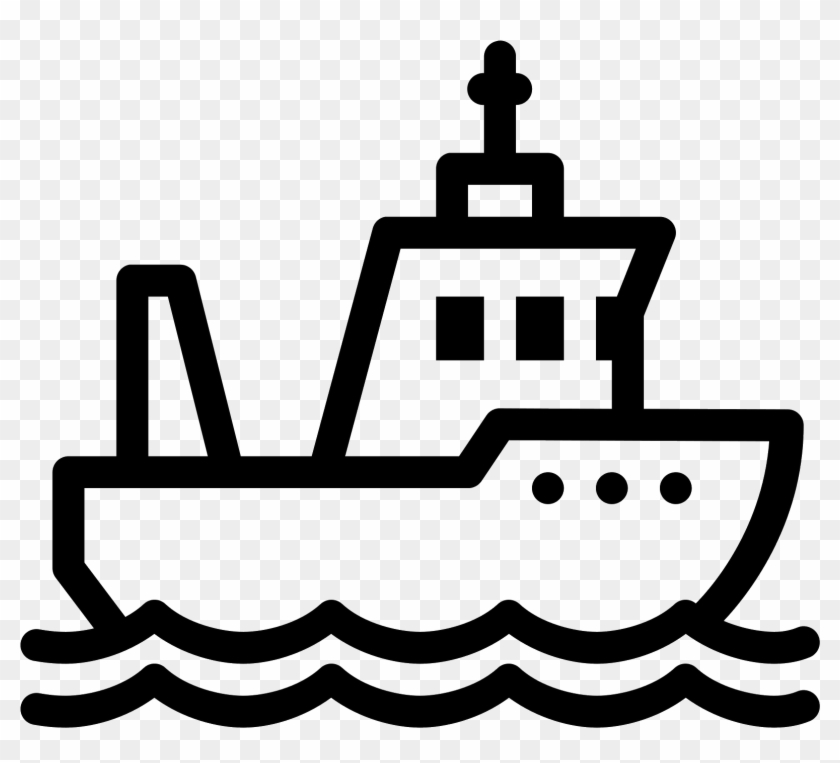 Fishing Boat Icon - Black And White Boat Png #1002443