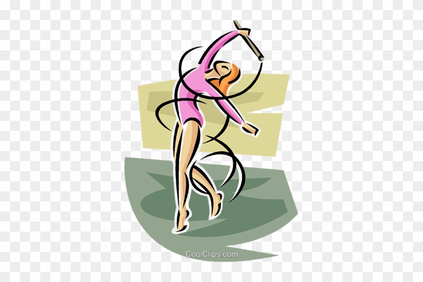 Gymnast Performing The Floor Routine Royalty Free Vector - Chinese Ribbon Dance Art #1002464