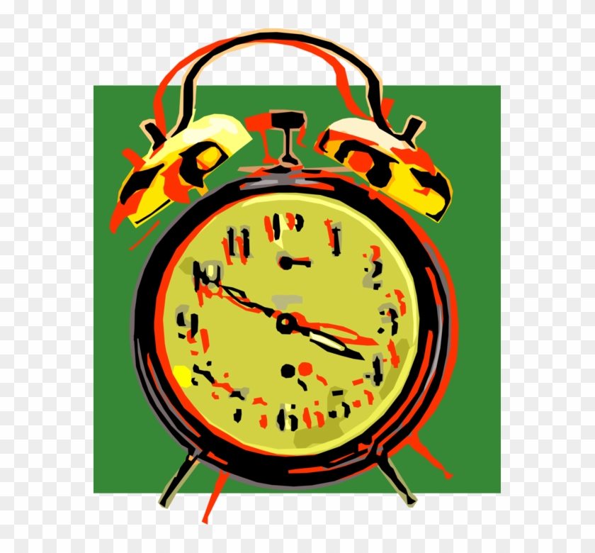 Vector Illustration Of Alarm Clock Displays Time And - Alarm Clock #1002527
