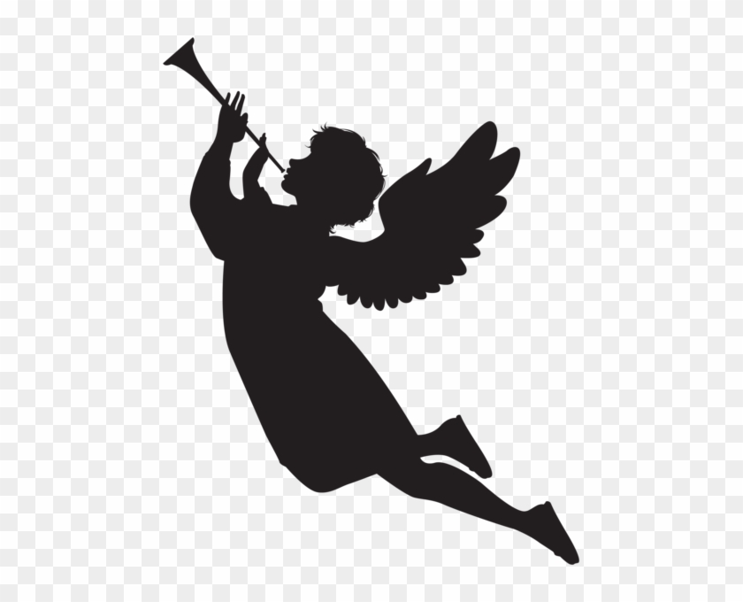 Angel With Fanfare Silhouette Png Clip Art Image - Angel Silhouette Png #1002603