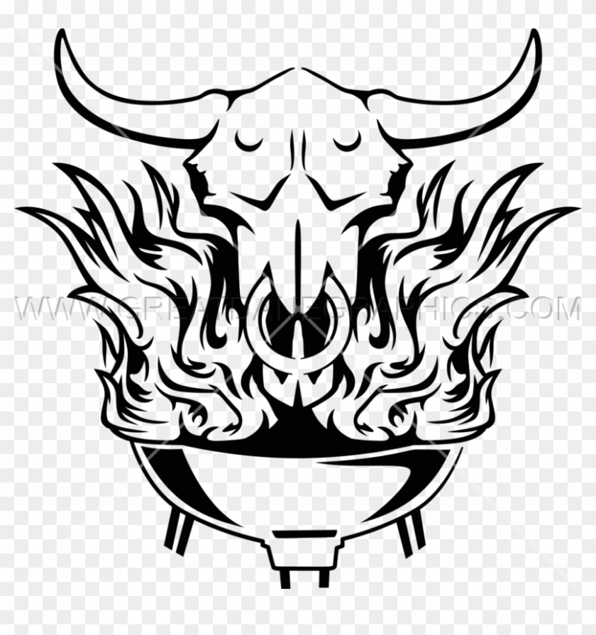 Flaming Skull Bbq - Viking Cartoon #1002789
