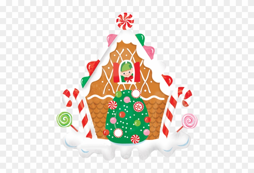 30" Gingerbread House Shape Foil Balloon - 30" Large Gingerbread House Supershape Christmas Foil #1002834