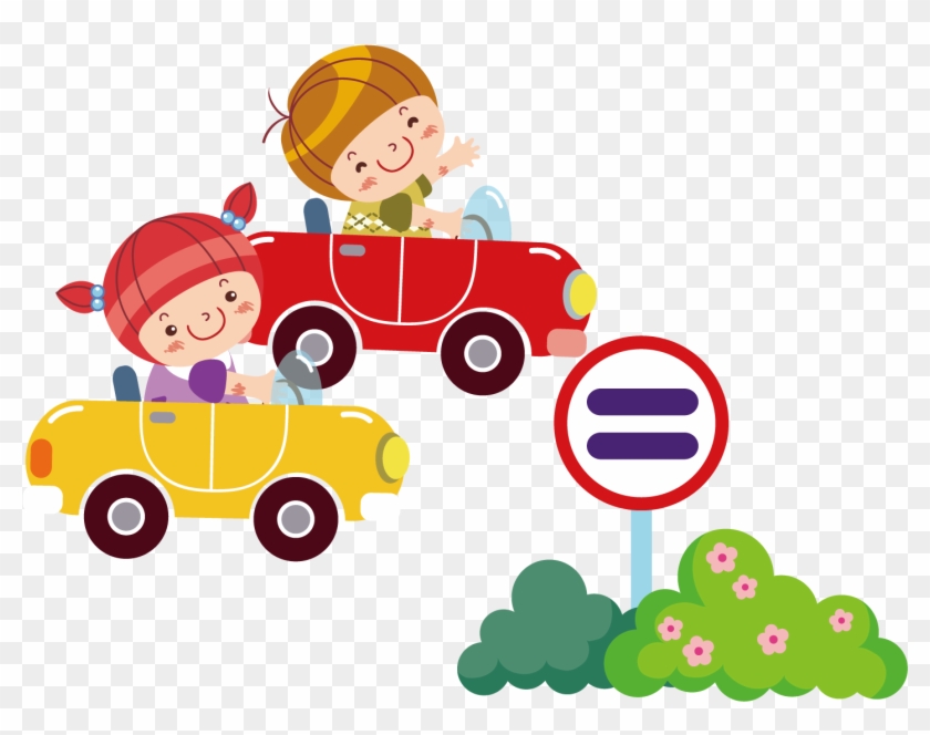 Boys And Girls Driving The Car - Girl Boy Driving Clipart #1002852