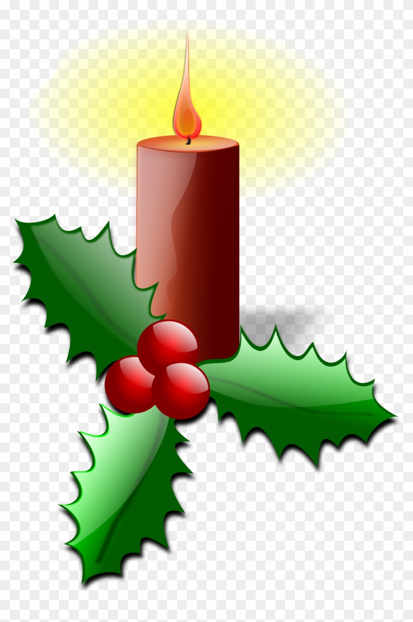 Christmas Clipart Small Christmas Candle Clip Art - Christmas Holly Clip Art #1003405