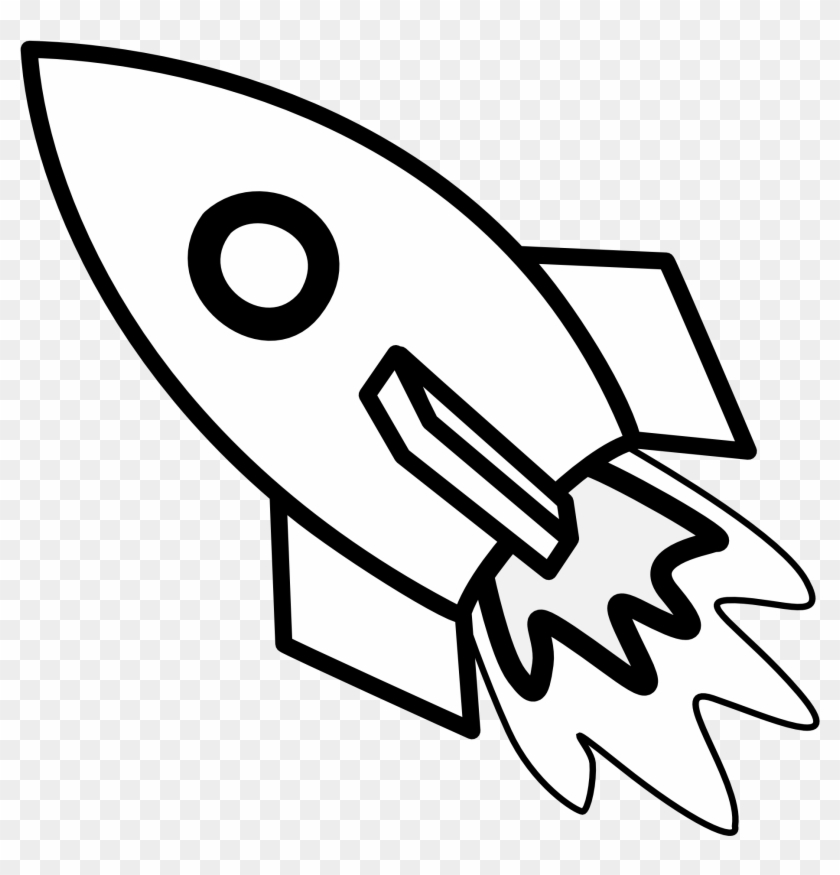 Toy Rocket Black White Line Art Christmas Xmas Electronics - Colouring Picture Of Rocket #1003521