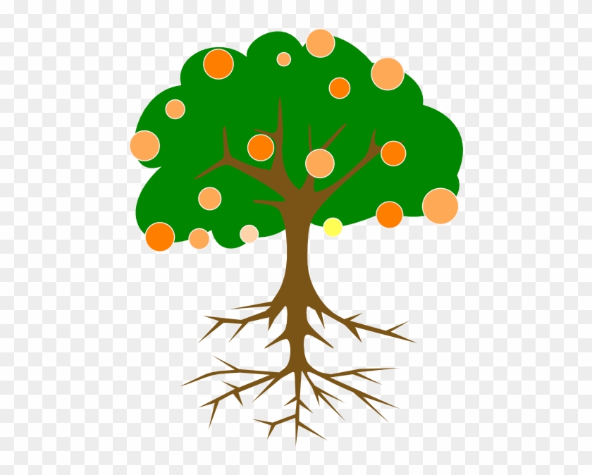 Tree Clip Art Vector Online Royalty Free & Public Domain - Tree With Roots And Fruits #1003616