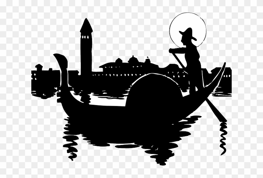 City, Silhouette, Cartoon, Italy, Italian, Boat - Venice Clipart #1003705