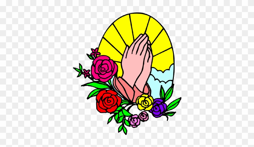 Clip Art Praying Hands - Stained Glass Spiritual Bouquet Greeting Card #1004077