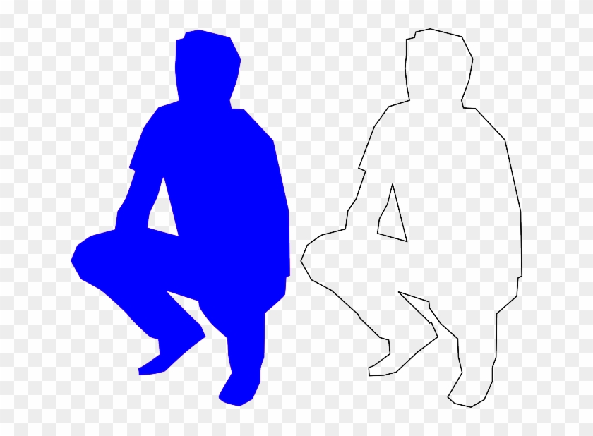 Squatting Blue, Man, Silhouette, Squatting - Draw A Squatting Person #1004281