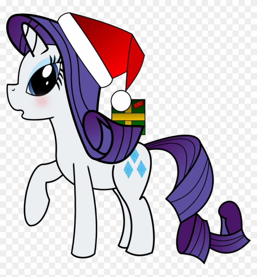 Dbapplejack, Blushing, Christmas, Hat, Present, Rarity, - Cartoon #1004502