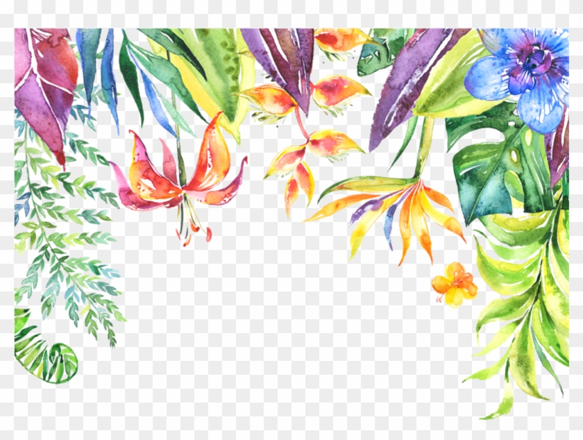 Tropical Leaves Flowers Plants Border - Tropical Frame Transparent Background #1004719