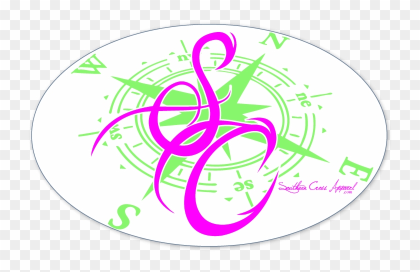 Sc Pink And Lime Compass Decal, Accessories - Clothing #1004832