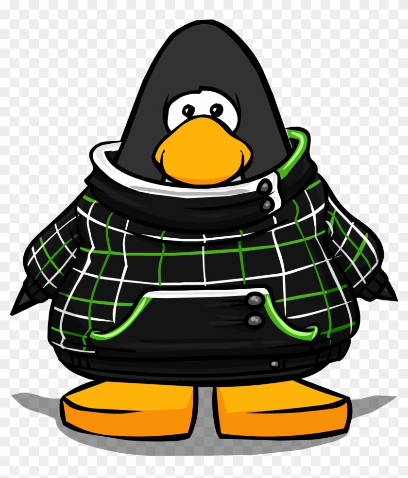 Green Grid Hoodie On A Player Card - Club Penguin Penguin Band Hoodie #1004873