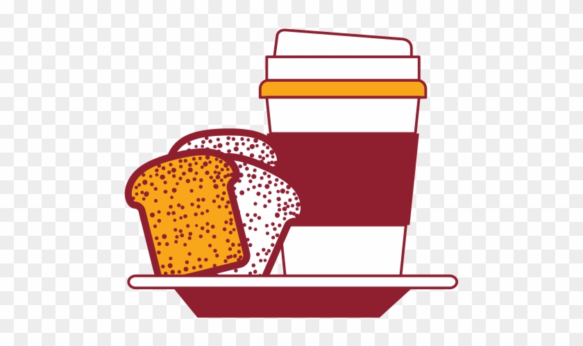 Disposable Coffee Cup And Bread Slices On Dish In Color - Coffee Cup #1005200