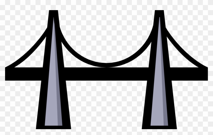 Vector Illustration Of Suspension Bridge Symbol - Vector Illustration Of Suspension Bridge Symbol #1005335