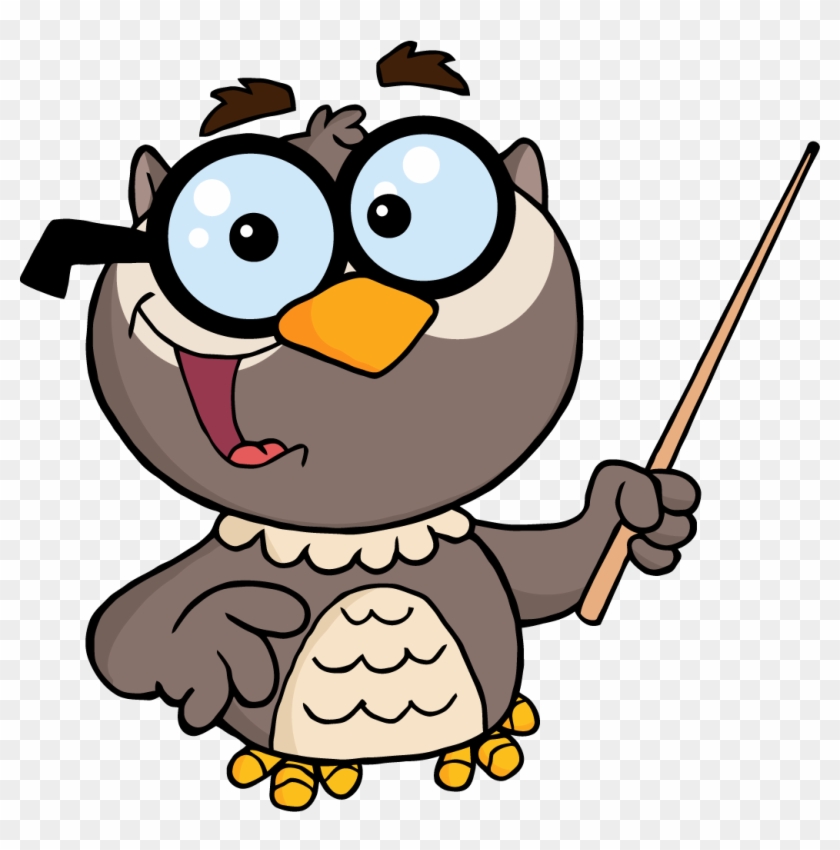 Png 4290 Owl Teacher Cartoon Character With A Pointer1 - Cartoon Owl  Teacher - Free Transparent PNG Clipart Images Download