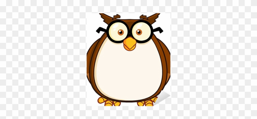 Wise Owl Teacher Cartoon Character With Glasses Sticker - Cartoon Wise Owl #1005569