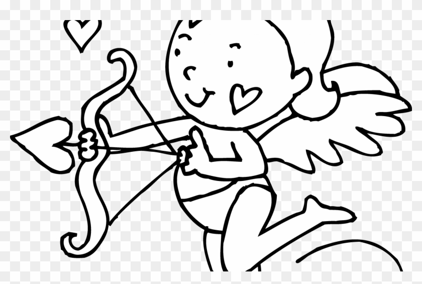 Cute Valentine Cupid Coloring Page Free Printable Pages - Black And White Cupid #1005585