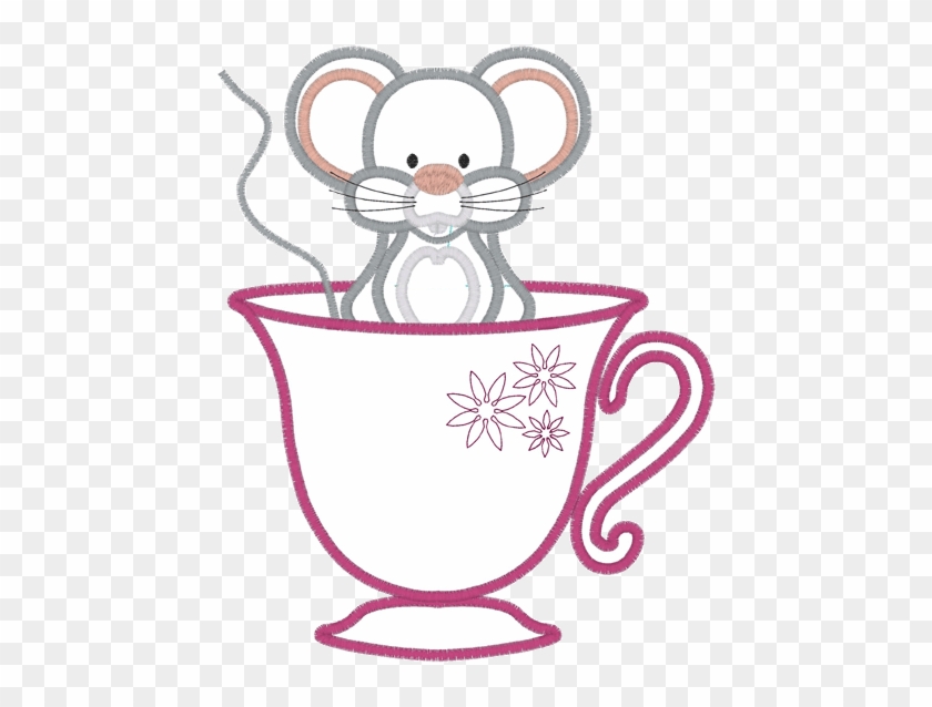 Alice Mouse In Teacup Applique - Mouse #1005804