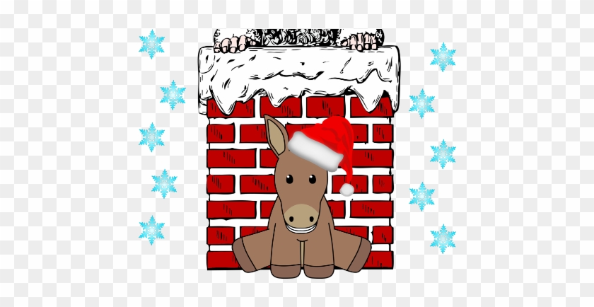 Christmas Donkey Cliparts - Santa In The Chimney 5'x7'area Rug #1005924