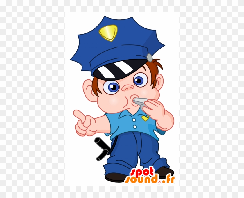 Mascota De Policía De Uniforme Azul - Funny Policeman Cartoon #1006067