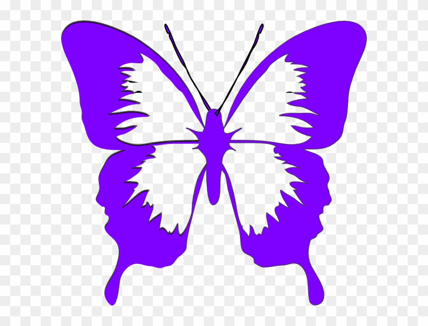 Purple Butterfly Clip Art At Clker - Butterfly Clipart Black And White #1006085