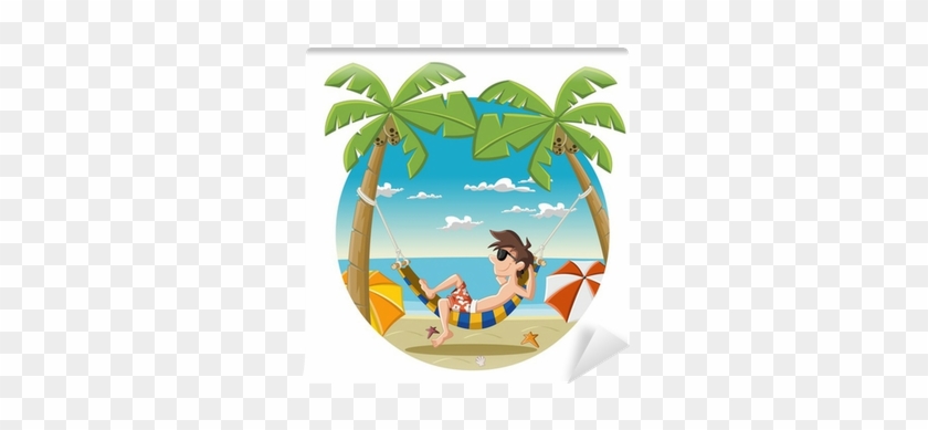 Cartoon Man On Beautiful Tropical Beach Wall Mural - Escape The Photocopy Life By Nalisha S Patel 9781497557932 #1006169