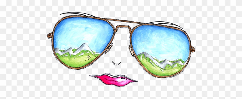 Painting Mountain View Aviator Sunglasses - Painting #1006279
