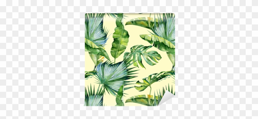 Seamless Watercolor Illustration Of Tropical Leaves, - Malloom Pillow Case,sofa Bed Home Decoration Festival #1006282