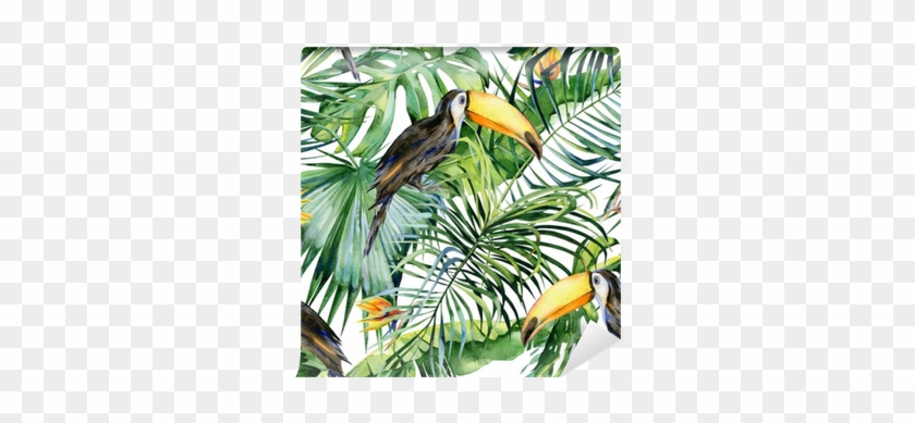 Seamless Watercolor Illustration Of Toucan Bird - Papel Pintado Tucanes #1006312