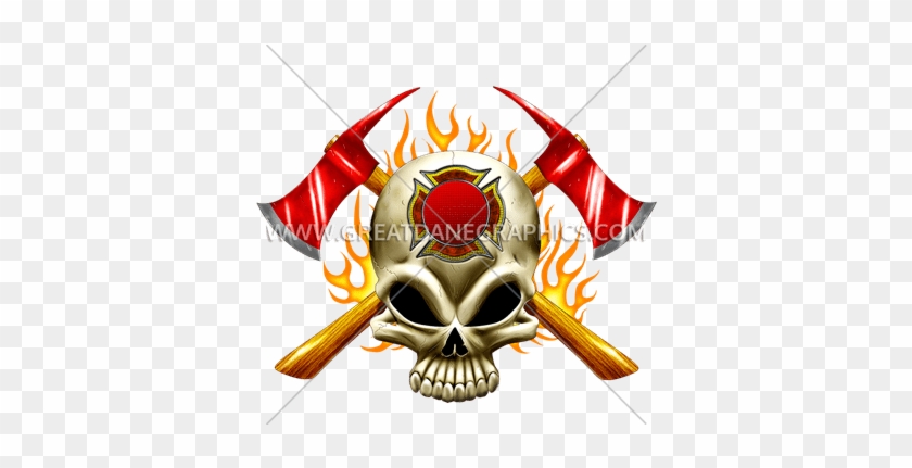 Firefighter Clipart Skull - Tirecoverpro Maltese Cross On Skull With Crossed Axes #1006361