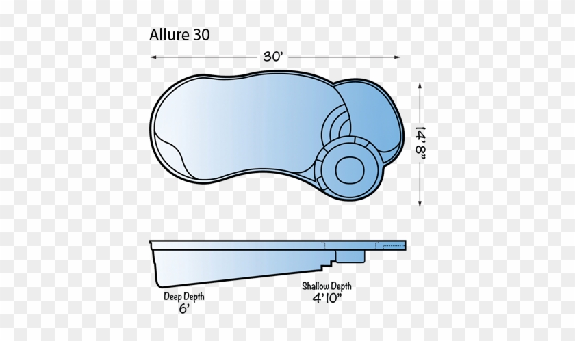 Allure 30 Fiberglass Pool Line Drawing From Signature - Fiberglass Pool With Sun Shelf #1006393