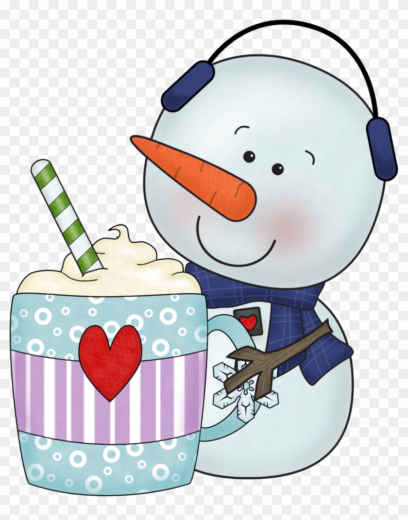 Hot Chocolate Clipart Cute - Snowman With Hot Chocolate #1006518