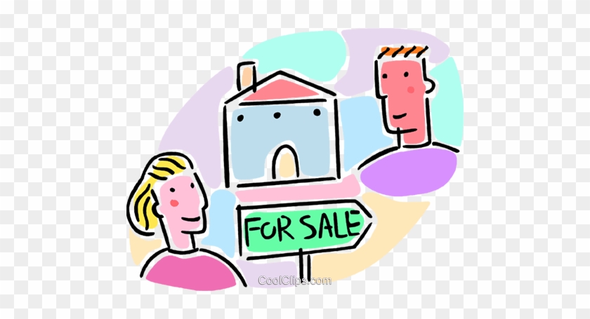 House For Sale With Man And Woman Royalty Free Vector - House For Sale With Man And Woman Royalty Free Vector #1006668