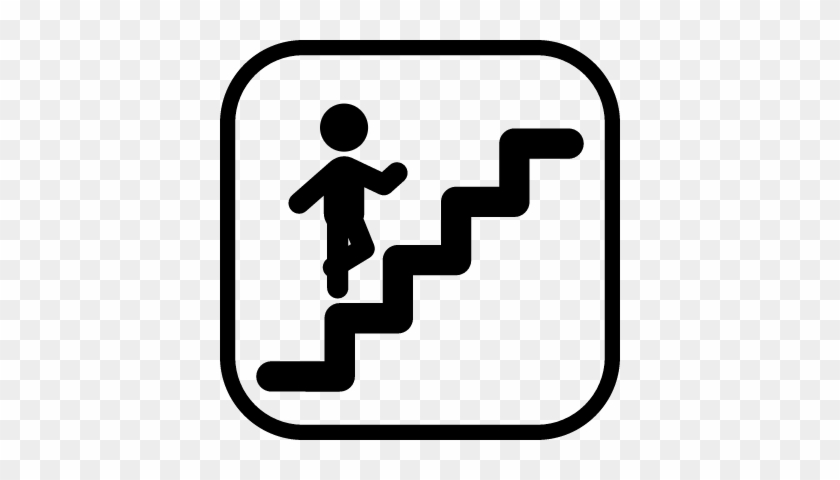 Walking Up Stair Sign Vector - Stick Man Walking Down Stairs #1006756