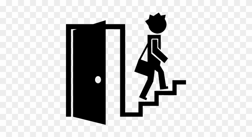 Open Door And A Student On Stairs Vector - Icon Png Open Door #1006762