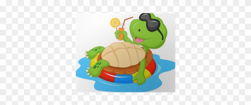 Poster Leuke Schildpad Cartoon Op Opblaasbare Ronde - Turtle With Sunglasses Clipart #1006845