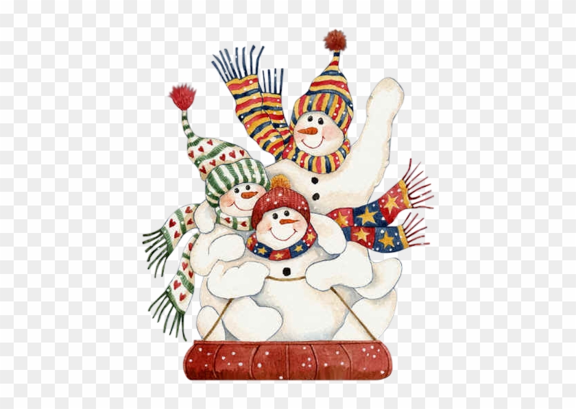 Snowmen Riding A Sled Printable - Snowman Sledding Clipart #1006941