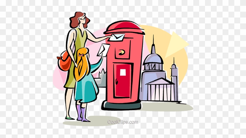 English Woman Dropping Off Her Mail Royalty Free Vector - Illustration #1006988