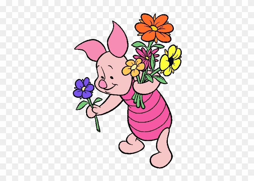 May Flowers Clipart - Piglet And Flowers #1007059