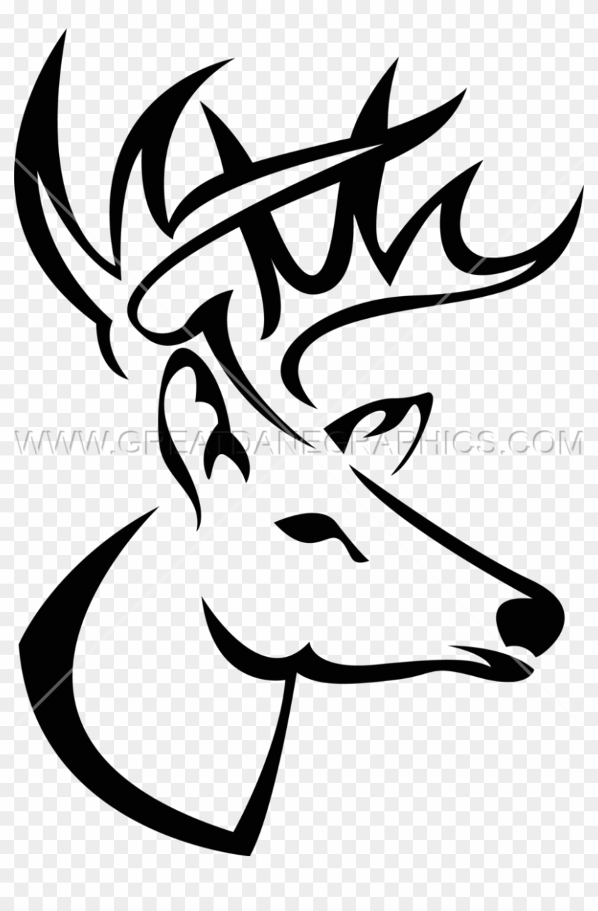 Deer Skull Art Download - Buck Head Line Drawing #1007081