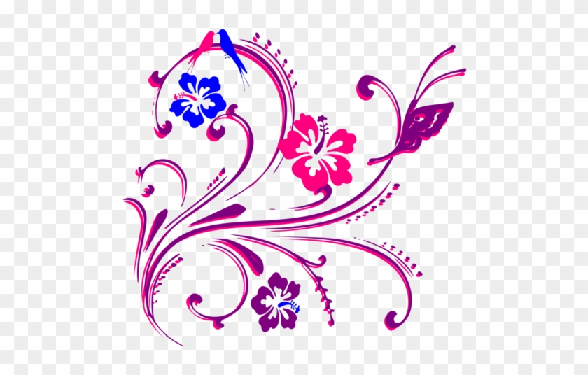 Pink Scroll Border Clip Art Butterfly Scroll Purple - Pink And Purple Butterflies #1007250