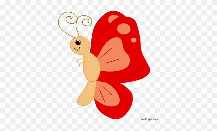 Red Cartoon Butterfly - Spring Props #1007515