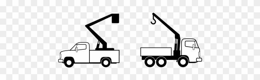 Deux Camions De Levage Black White Line Art 555px - Bucket Truck Clip Art #1007550