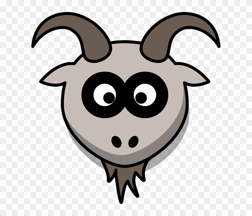 Goat, Head, Cartoon, Gray, Animal, Mountains - Cartoon Goat #1007571